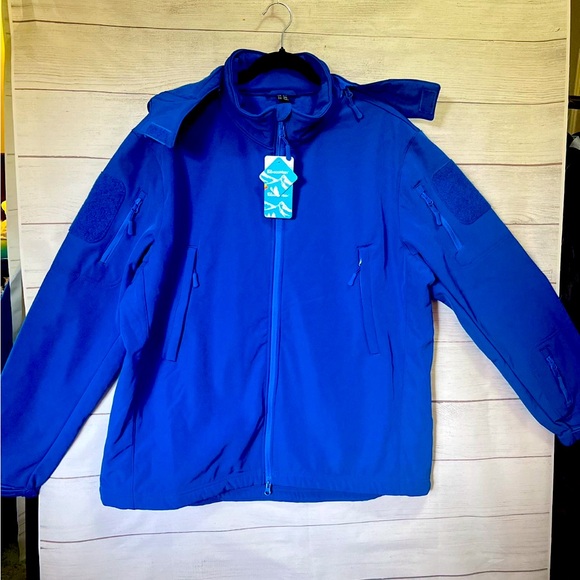 Men’s Waterproof Blue Hoodie Fleece Jacket MagcoMsen Size 2XL  New - Picture 1 of 7